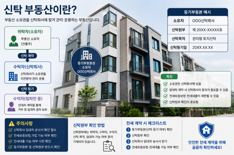 신탁 부동산의 의미와 전세 계약 시 주의사항  + 전세대출 가능 여부까지 현실적으로 정리